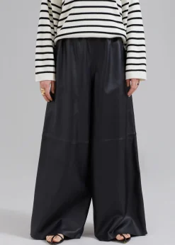 The Frankie Shop Sydney Wide Leather Pants Black Discount