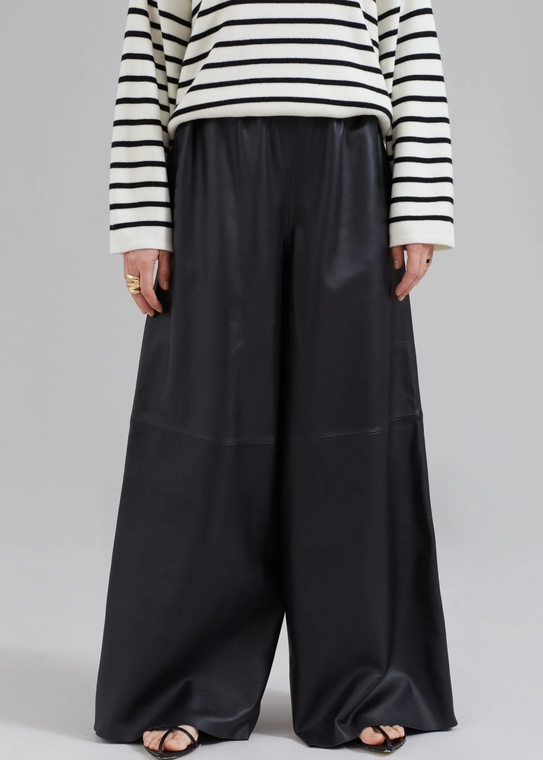 The Frankie Shop Sydney Wide Leather Pants Black Discount