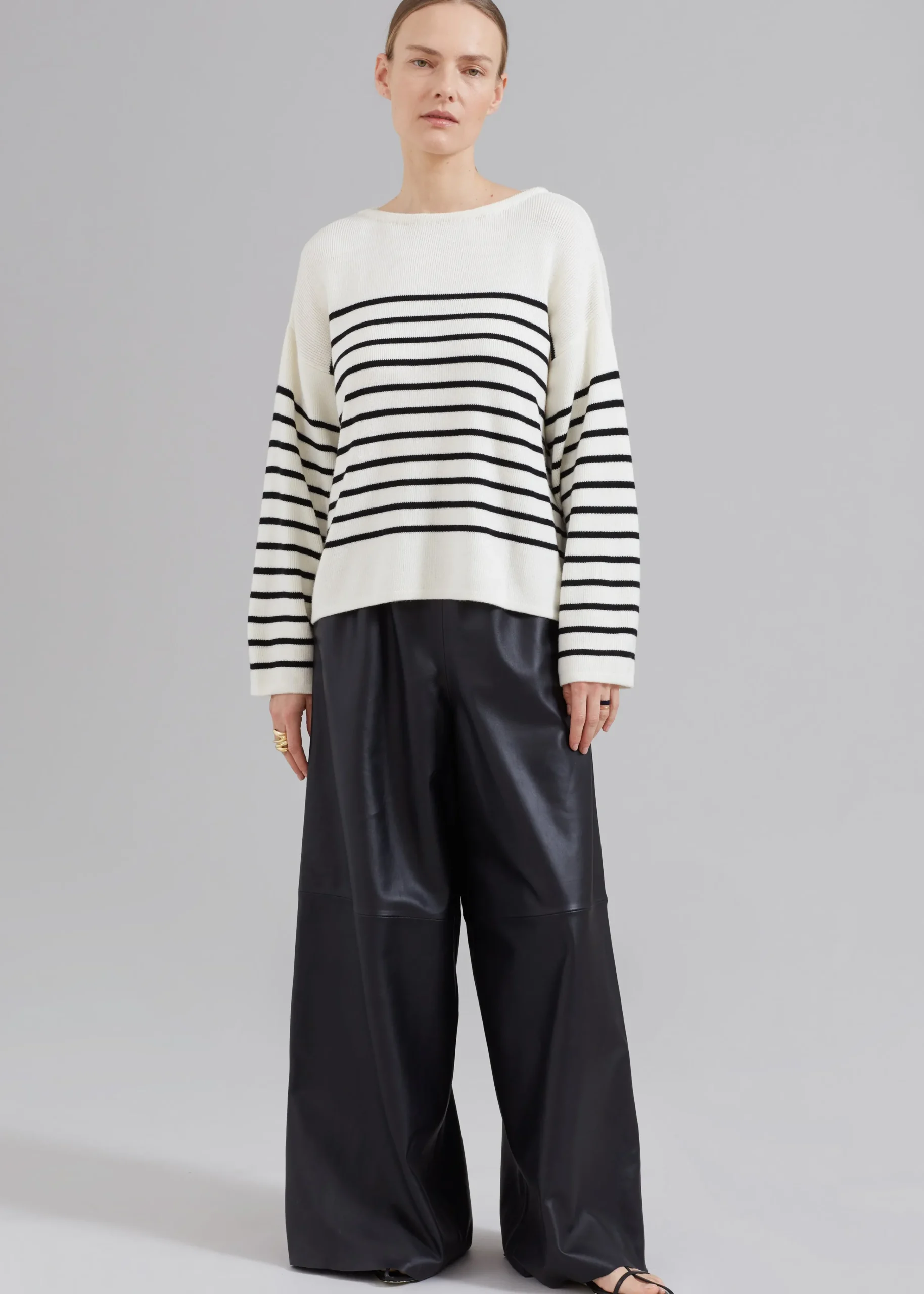 The Frankie Shop Sydney Wide Leather Pants Black Discount
