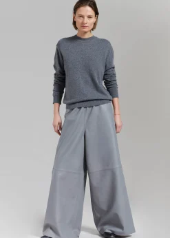 The Frankie Shop Sydney Wide Leather Pants Grey Clearance