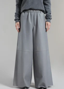 The Frankie Shop Sydney Wide Leather Pants Grey Clearance
