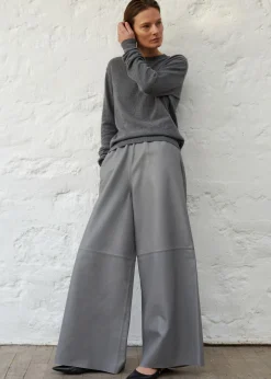 The Frankie Shop Sydney Wide Leather Pants Grey Clearance