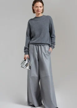 The Frankie Shop Sydney Wide Leather Pants Grey Clearance