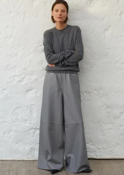 The Frankie Shop Sydney Wide Leather Pants Grey Clearance