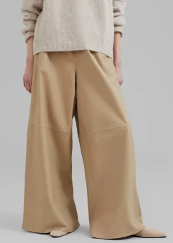 The Frankie Shop Sydney Wide Leather Pants Beige Online