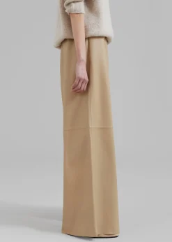 The Frankie Shop Sydney Wide Leather Pants Beige Online