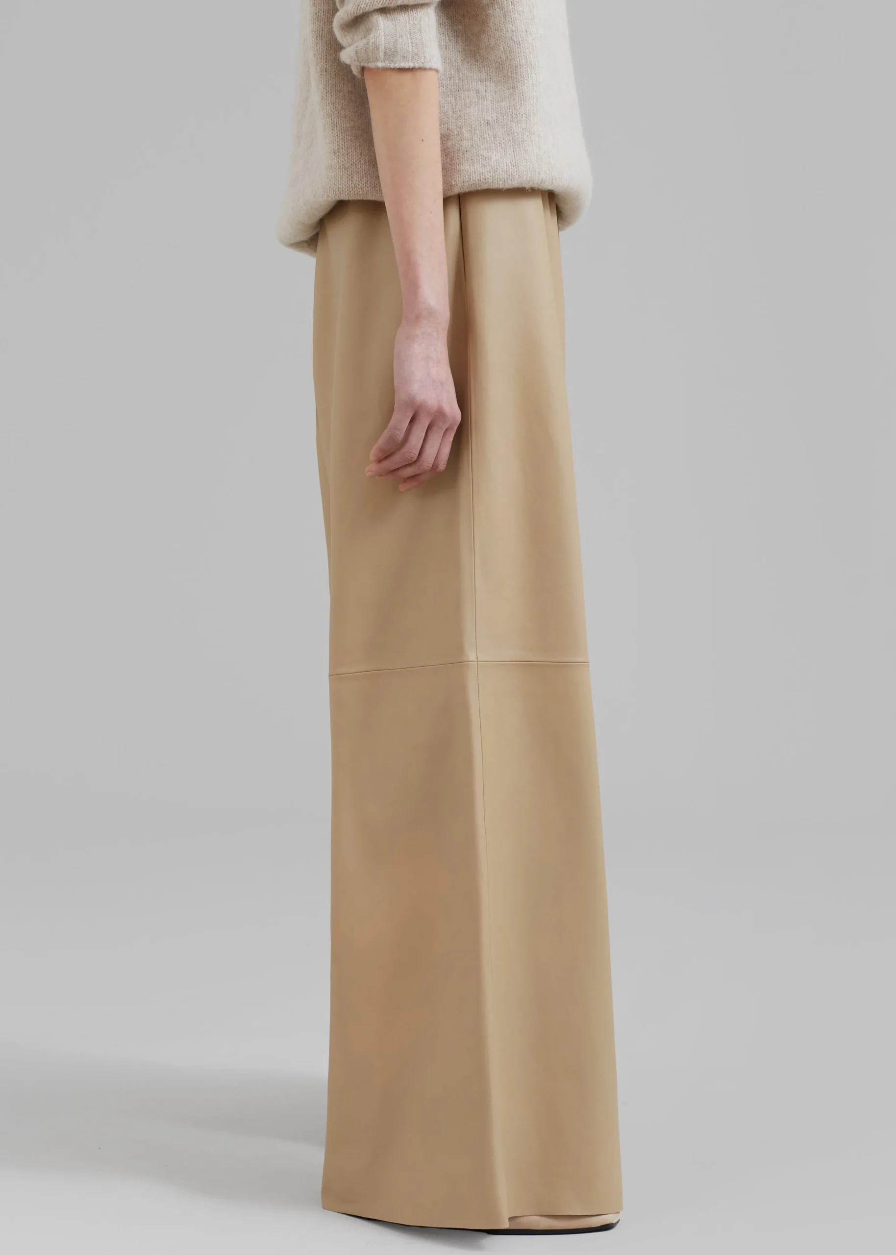 The Frankie Shop Sydney Wide Leather Pants Beige Online