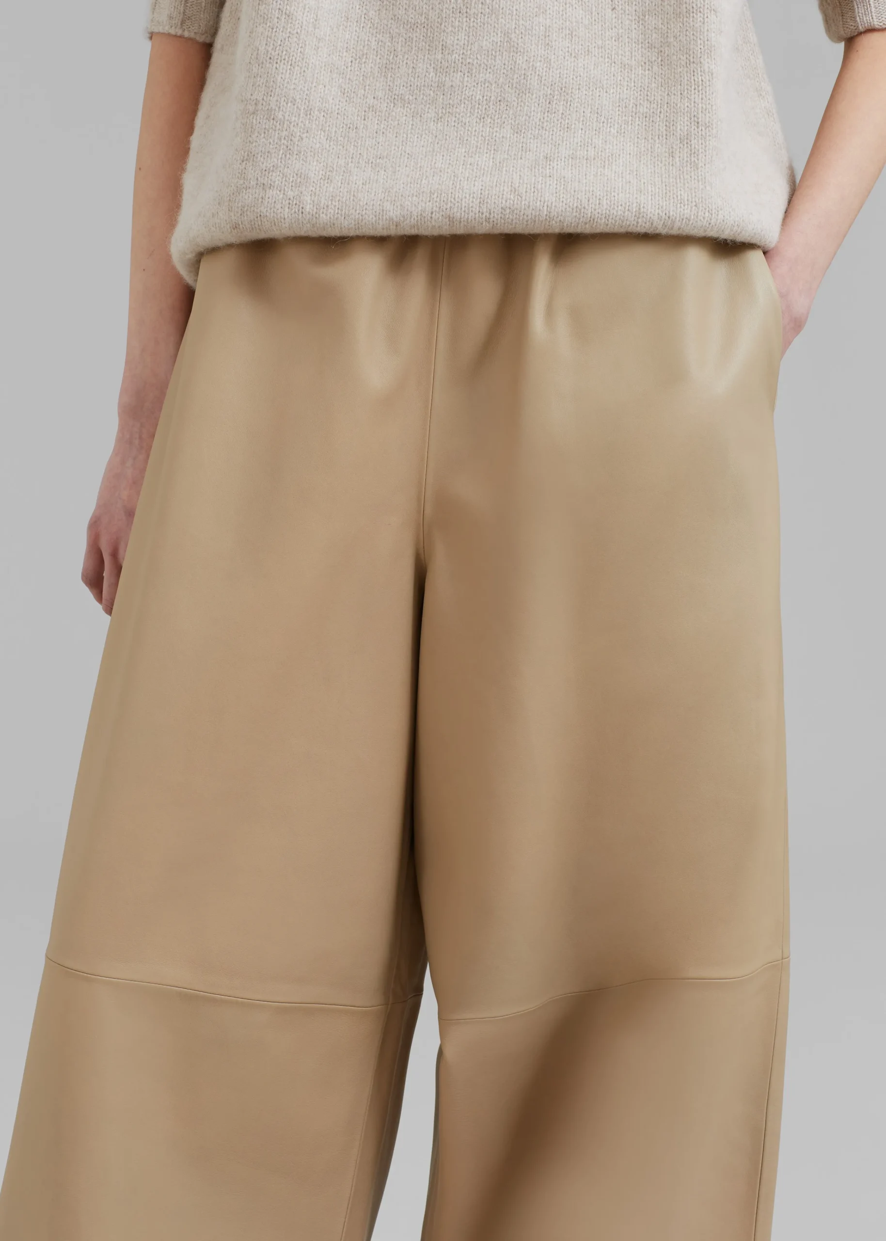 The Frankie Shop Sydney Wide Leather Pants Beige Online