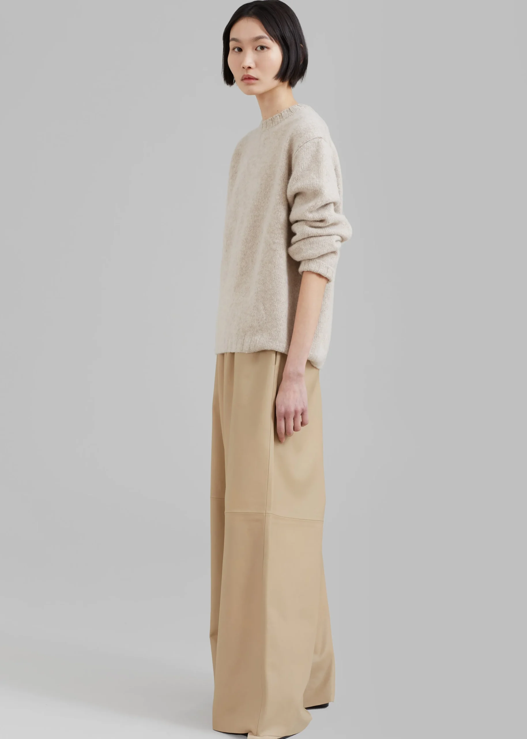The Frankie Shop Sydney Wide Leather Pants Beige Online