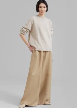 The Frankie Shop Sydney Wide Leather Pants Beige Online