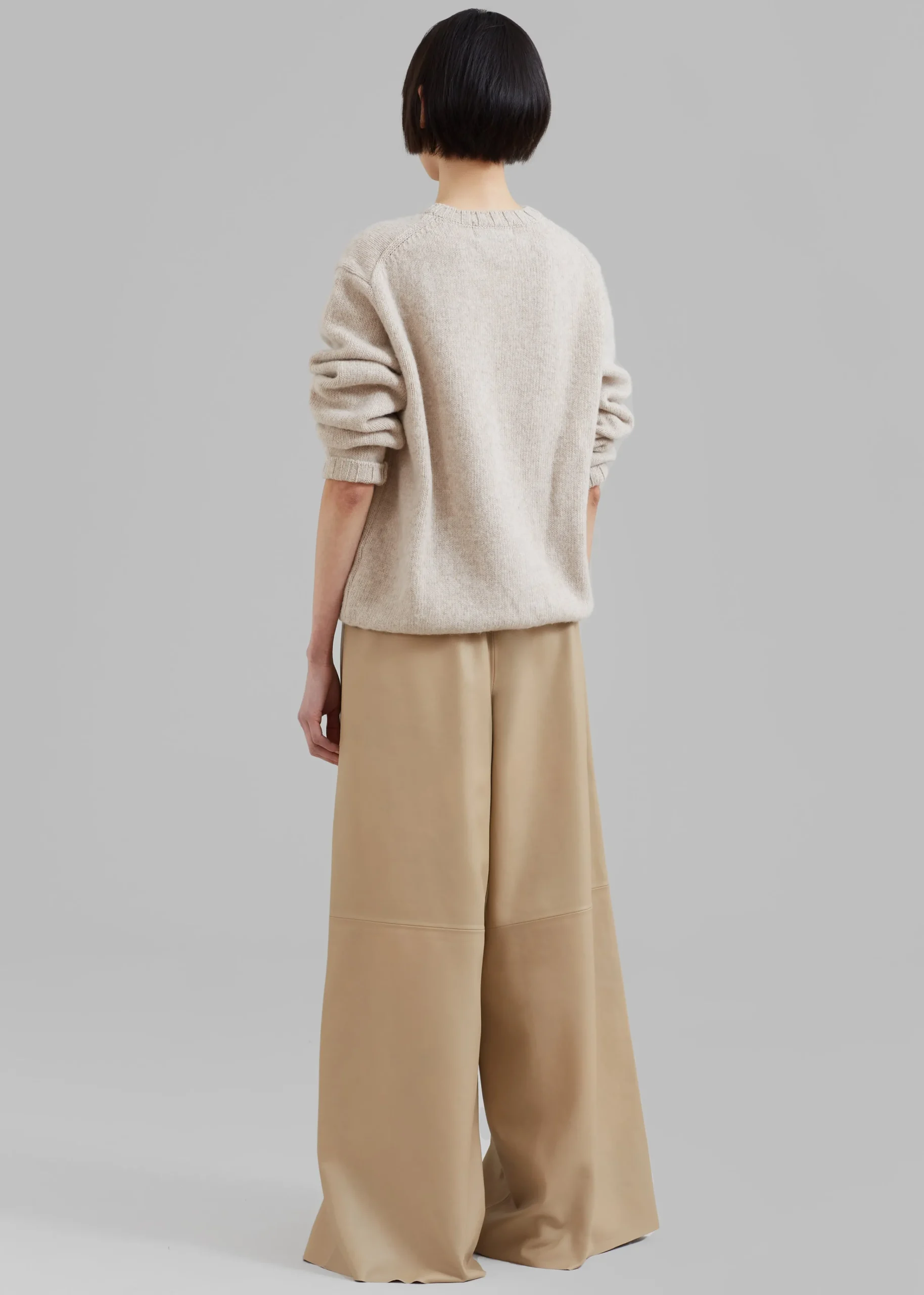 The Frankie Shop Sydney Wide Leather Pants Beige Online