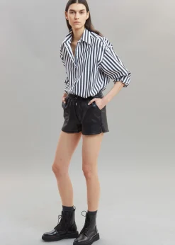 The Frankie Shop Sylvia Striped Oxford Shirt Faded Black/White New