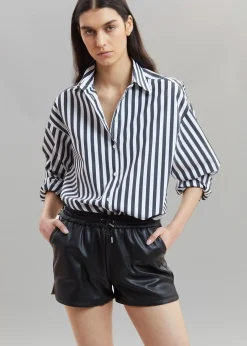 The Frankie Shop Sylvia Striped Oxford Shirt Faded Black/White New