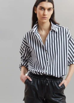 The Frankie Shop Sylvia Striped Oxford Shirt Faded Black/White New