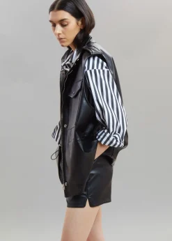 The Frankie Shop Sylvia Striped Oxford Shirt Faded Black/White New