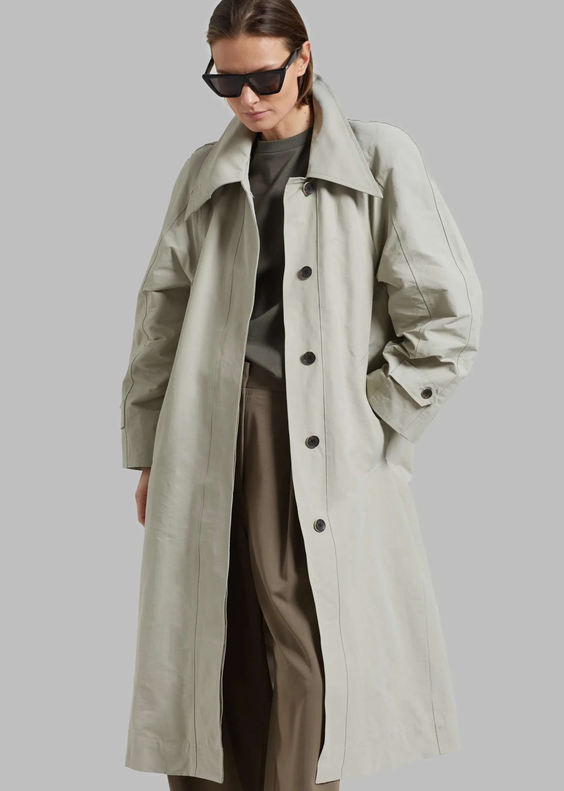 The Frankie Shop Tal Trench Coat Pale Khaki Outlet