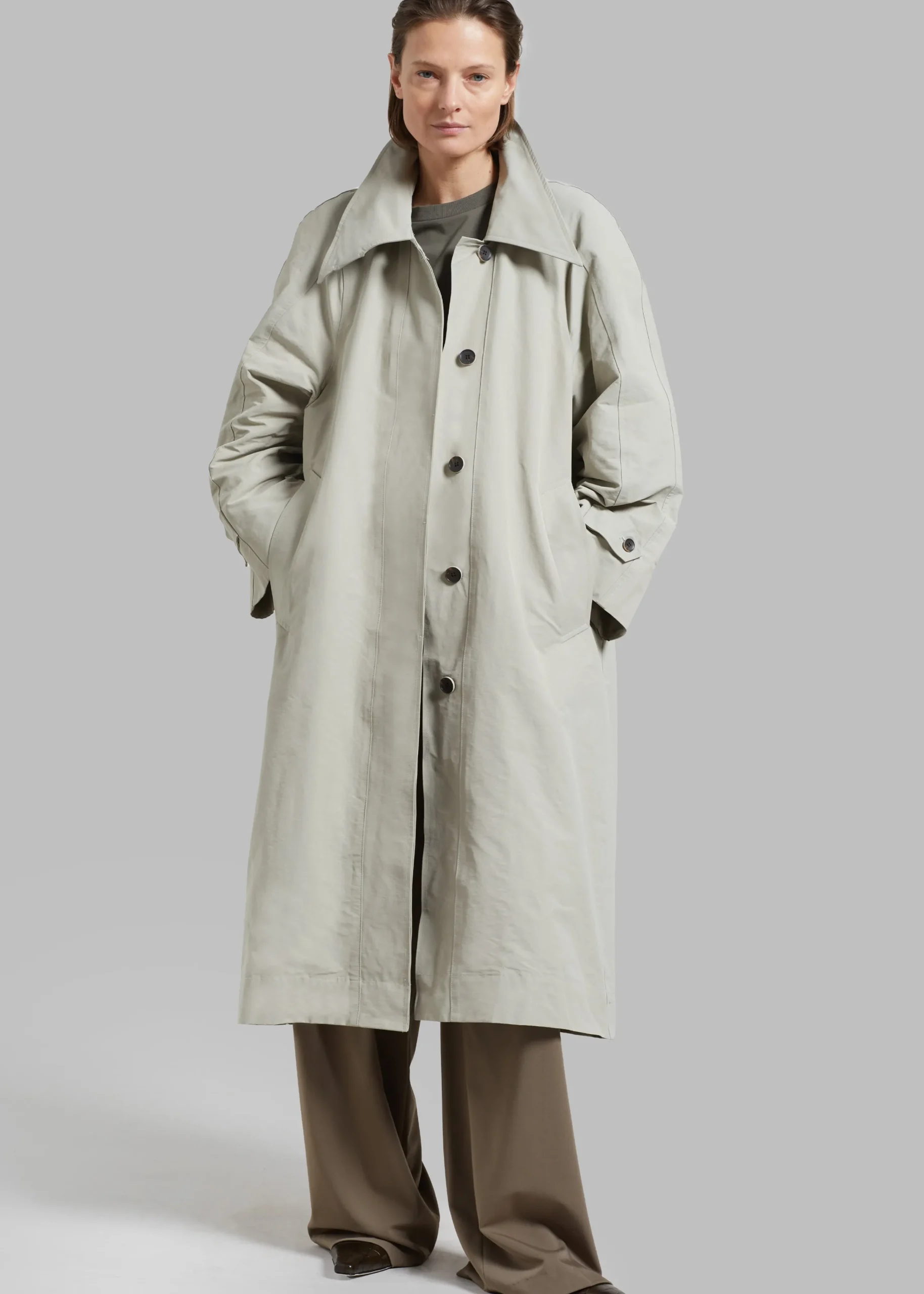The Frankie Shop Tal Trench Coat Pale Khaki Outlet