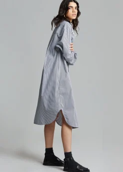 The Frankie Shop Talia Shirt Dress Black/White Stripe Clearance