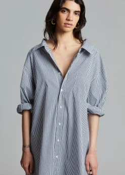 The Frankie Shop Talia Shirt Dress Black/White Stripe Clearance