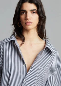 The Frankie Shop Talia Shirt Dress Black/White Stripe Clearance
