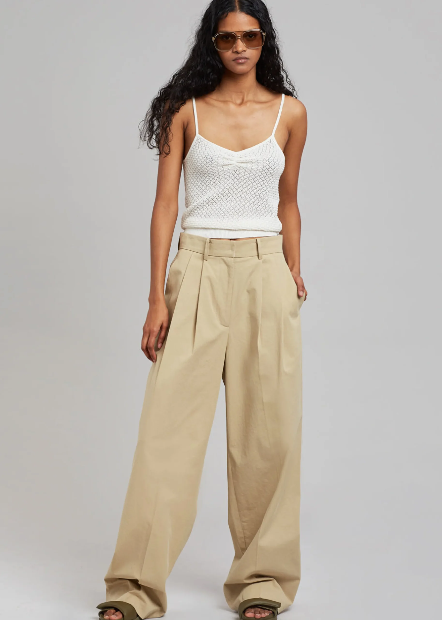 The Frankie Shop Tansy Cotton Pants Camel Discount