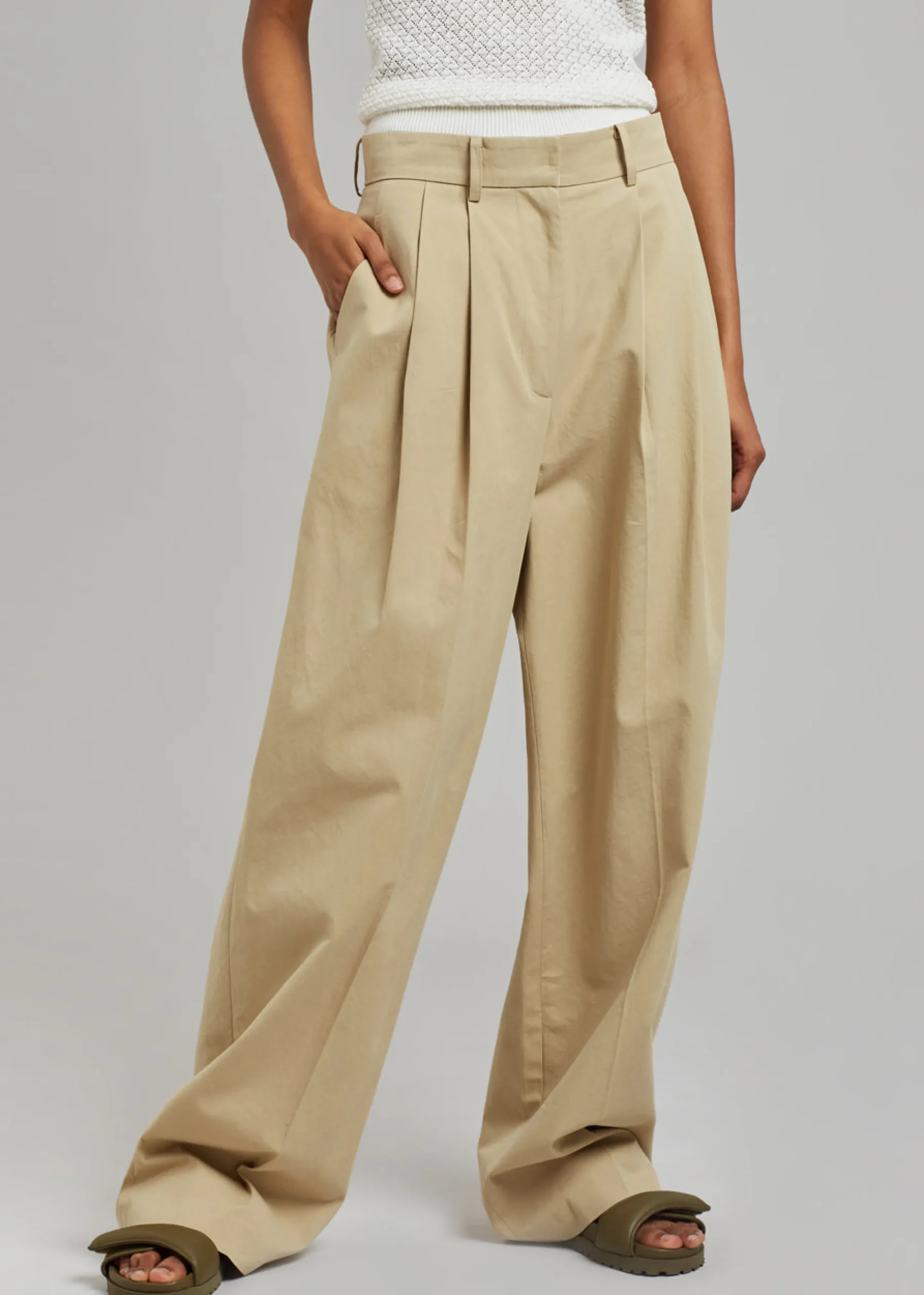 The Frankie Shop Tansy Cotton Pants Camel Discount