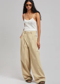 The Frankie Shop Tansy Cotton Pants Camel Discount