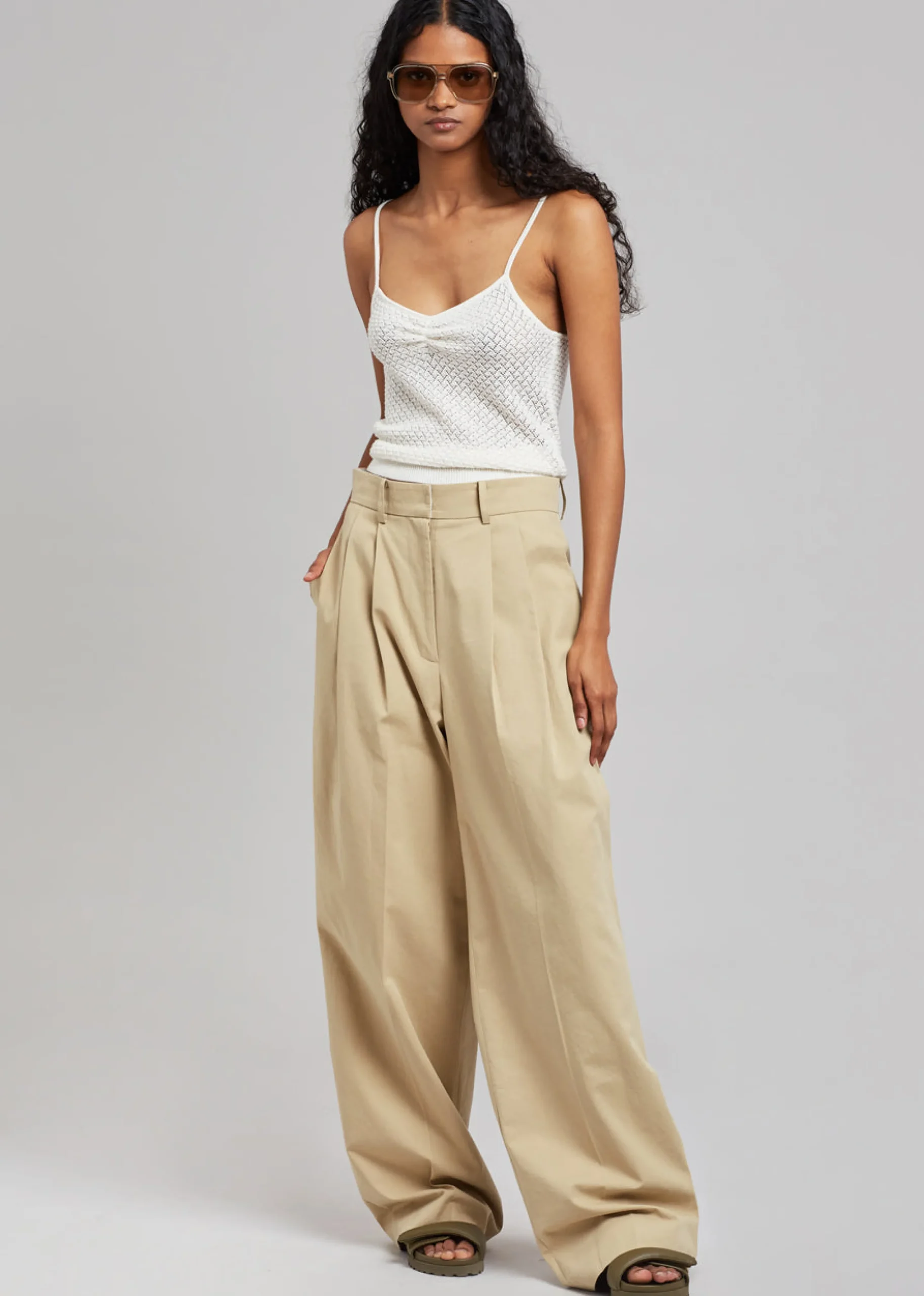 The Frankie Shop Tansy Cotton Pants Camel Discount