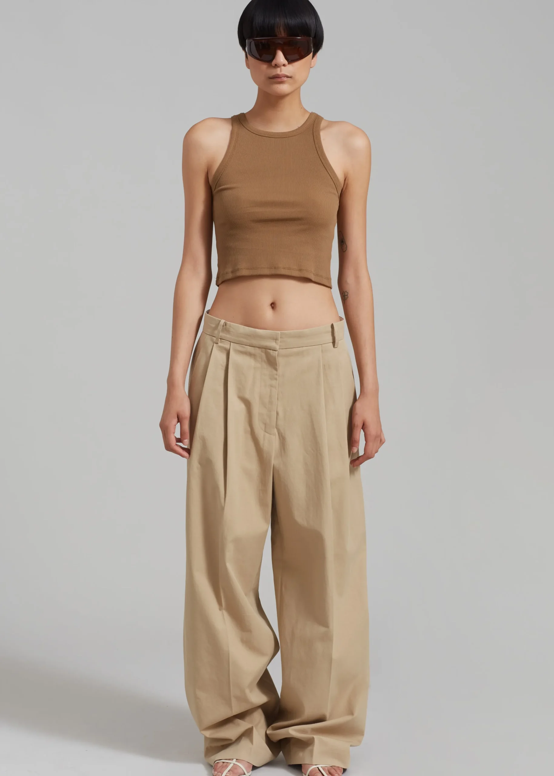 The Frankie Shop Tansy Cotton Pants Camel Discount