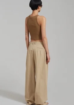 The Frankie Shop Tansy Cotton Pants Camel Discount