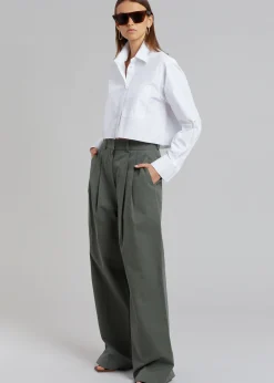 The Frankie Shop Tansy Cotton Pants Olive Sale