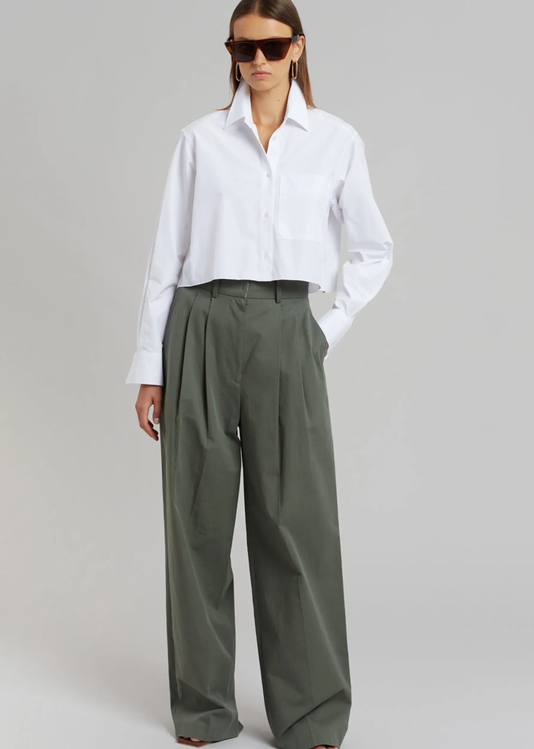 The Frankie Shop Tansy Cotton Pants Olive Sale