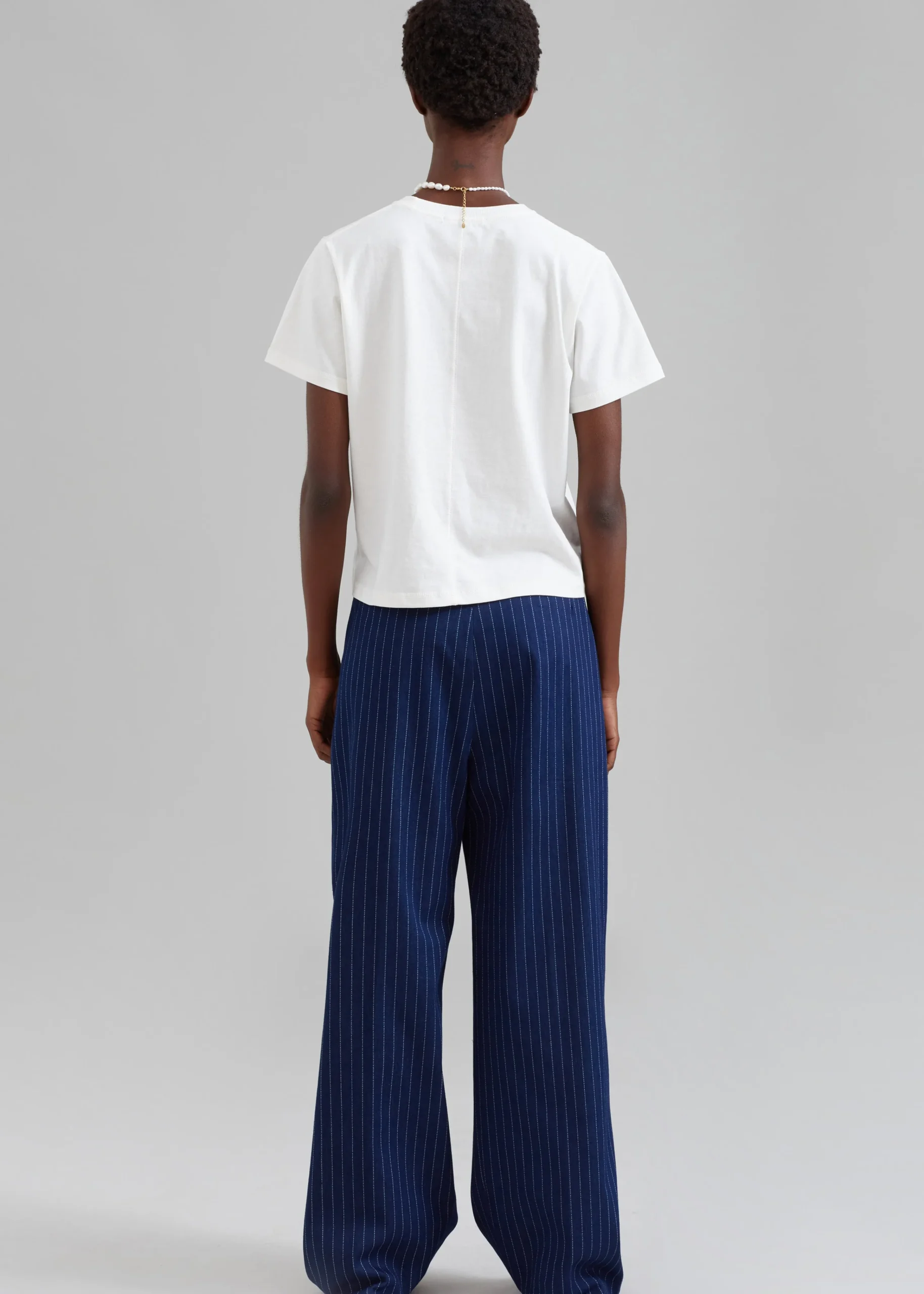 The Frankie Shop Tansy Denim Pants Navy Pinstripe Discount