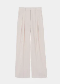 The Frankie Shop Tansy Fluid Pleated Trousers Beige Pinstripe Hot
