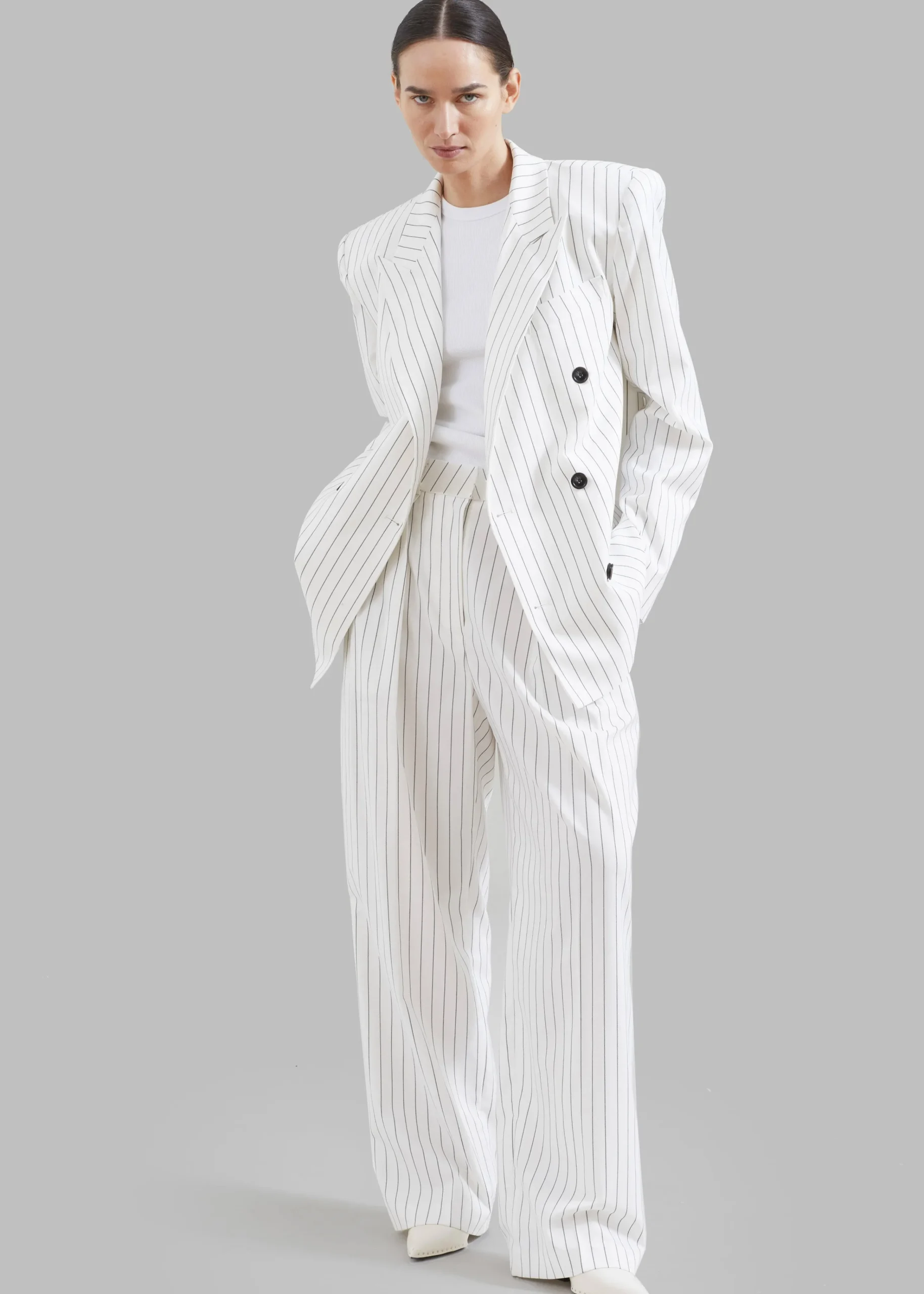 The Frankie Shop Tansy Fluid Pleated Trousers White Hot