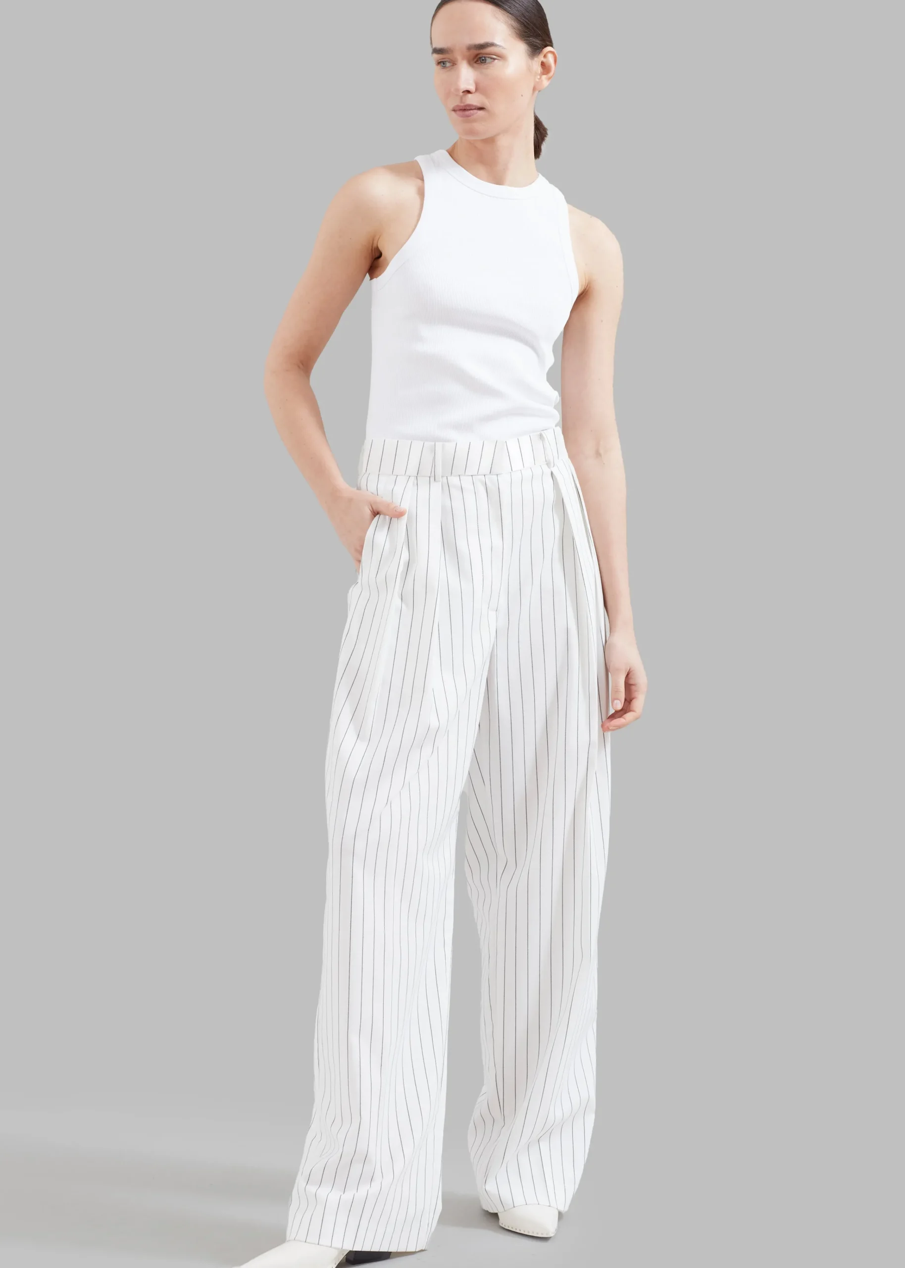 The Frankie Shop Tansy Fluid Pleated Trousers White Hot