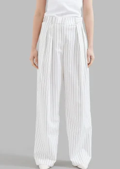 The Frankie Shop Tansy Fluid Pleated Trousers White Hot