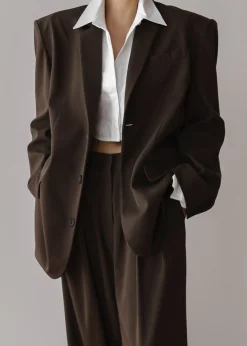 The Frankie Shop Tansy Oversized Blazer Chocolate