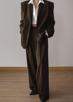 The Frankie Shop Tansy Oversized Blazer Chocolate