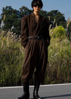 The Frankie Shop Tansy Oversized Blazer Chocolate