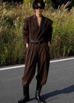 The Frankie Shop Tansy Oversized Blazer Chocolate