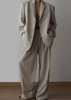 The Frankie Shop Tansy Oversized Blazer Beige Clearance