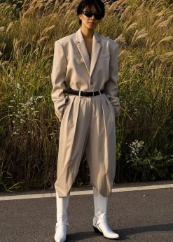 The Frankie Shop Tansy Oversized Blazer Beige Clearance