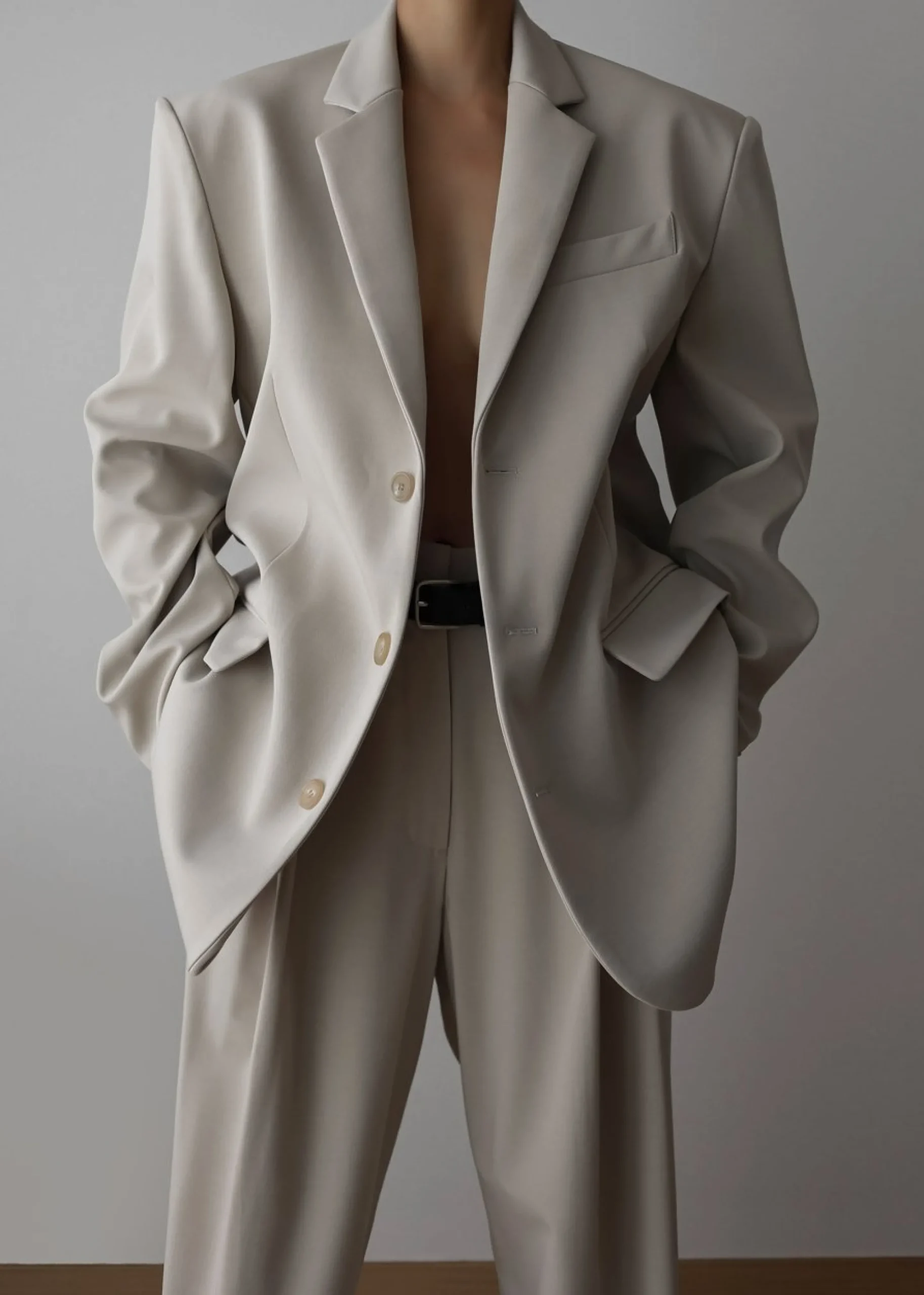 The Frankie Shop Tansy Oversized Blazer Beige Clearance