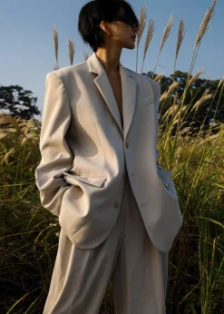 The Frankie Shop Tansy Oversized Blazer Beige Clearance