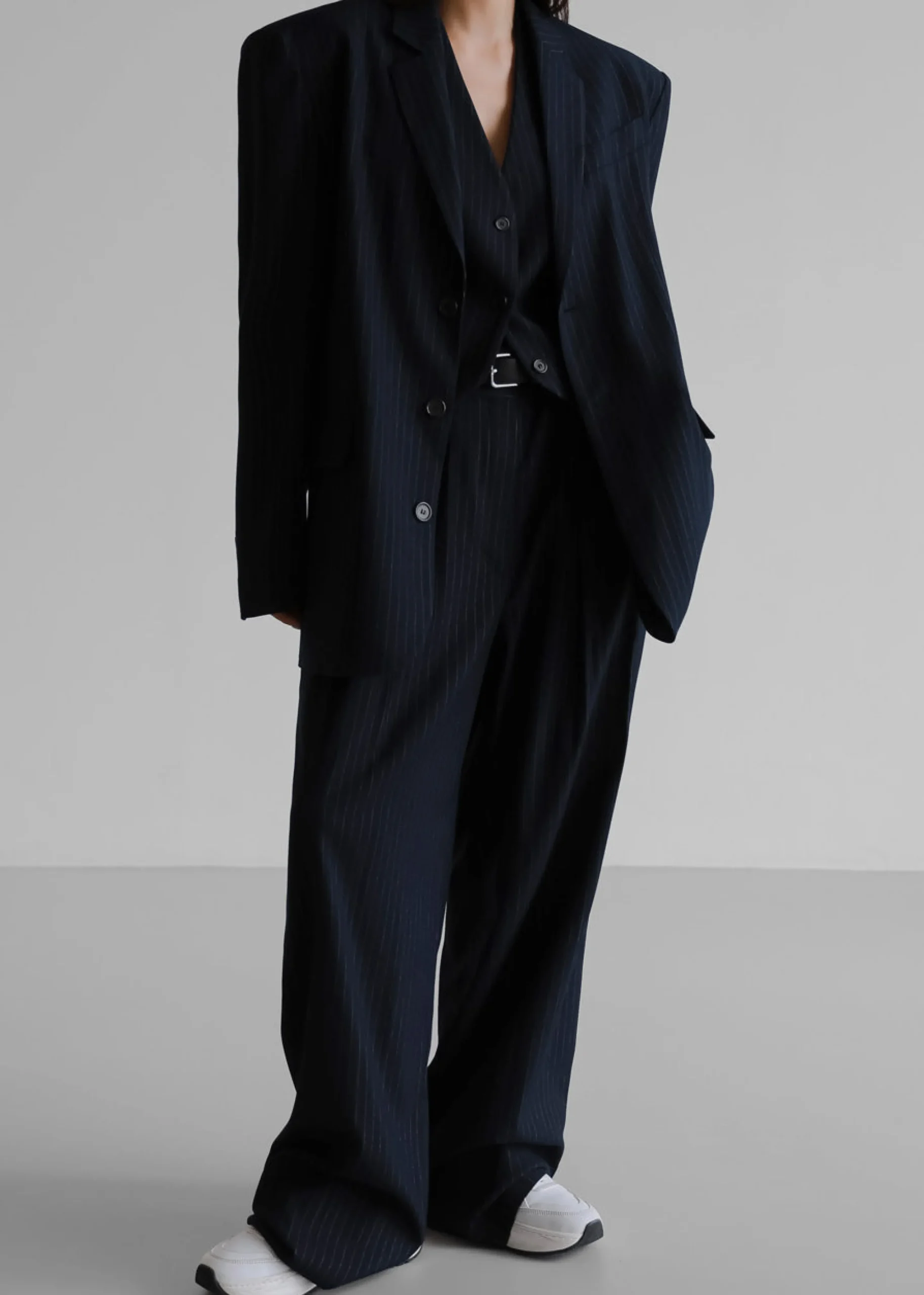 The Frankie Shop Tansy Oversized Blazer Navy Pinstripe Clearance
