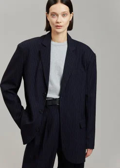 The Frankie Shop Tansy Oversized Blazer Navy Pinstripe Clearance