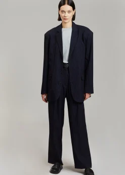 The Frankie Shop Tansy Oversized Blazer Navy Pinstripe Clearance