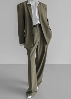 The Frankie Shop Tansy Oversized Blazer Olive