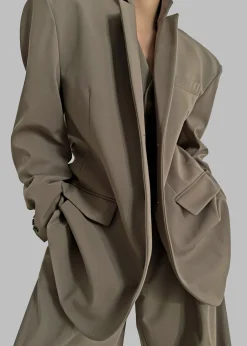 The Frankie Shop Tansy Oversized Blazer Olive